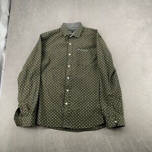 Impatient Wolves‎ Mens Olive Green Polka Dot Button Down Shirt Cotton Size M